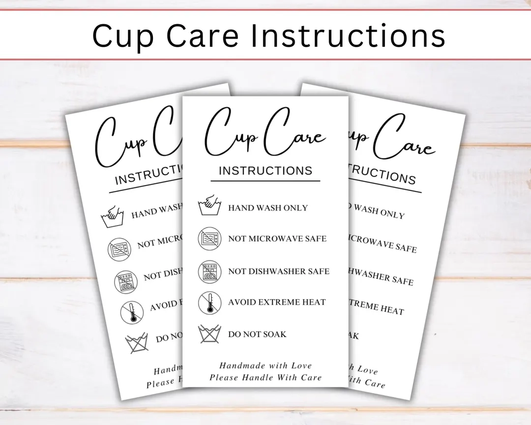 Tumbler Cup Care Instructions Card Tumbler Cup Care Instructions Card