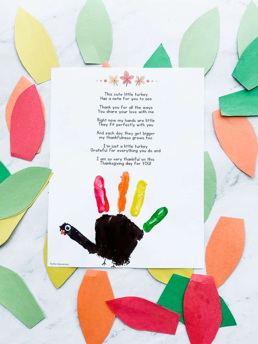Turkey Handprint Poem
