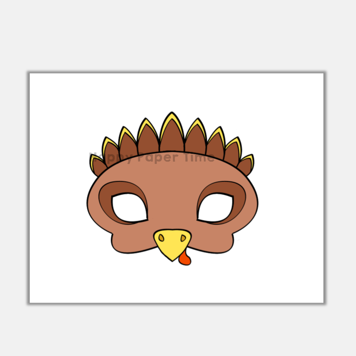 Turkey Paper Mask Printable Thanksgiving Costume Craft Activity