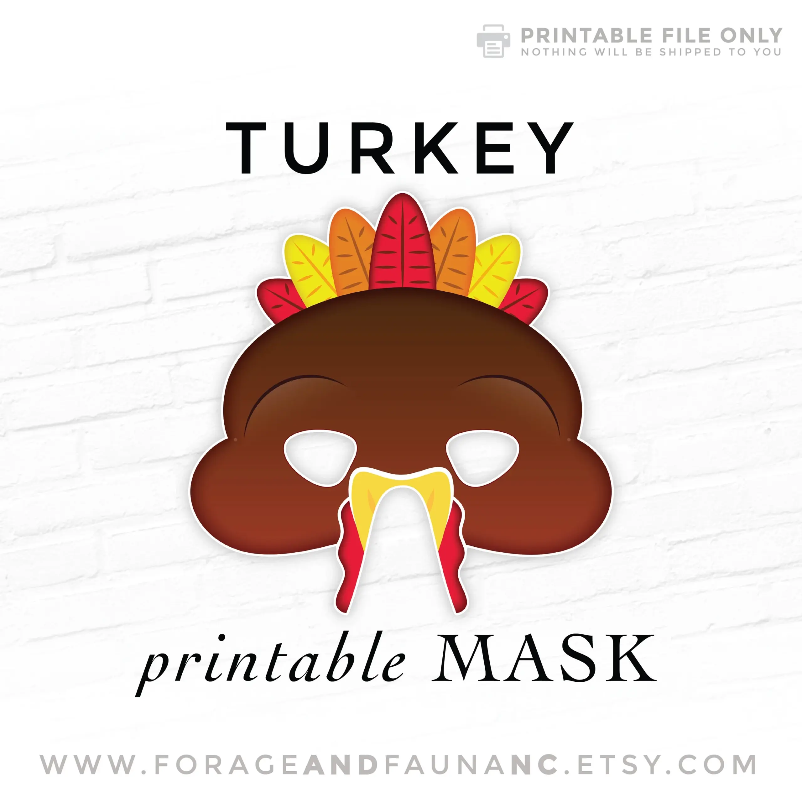 Turkey Printable Costume Face Mask