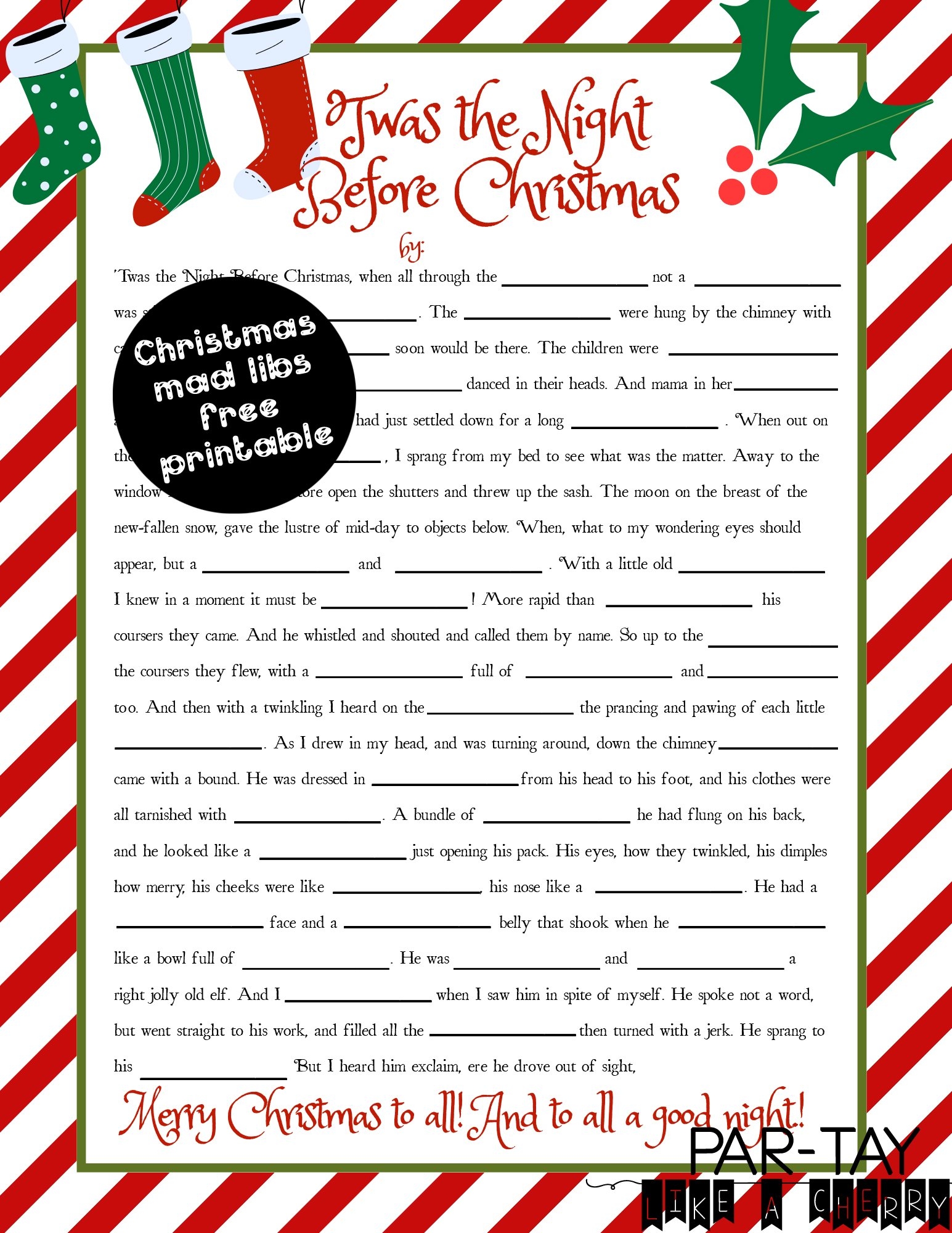 Twas The Night Before Christmas Mad Libs
