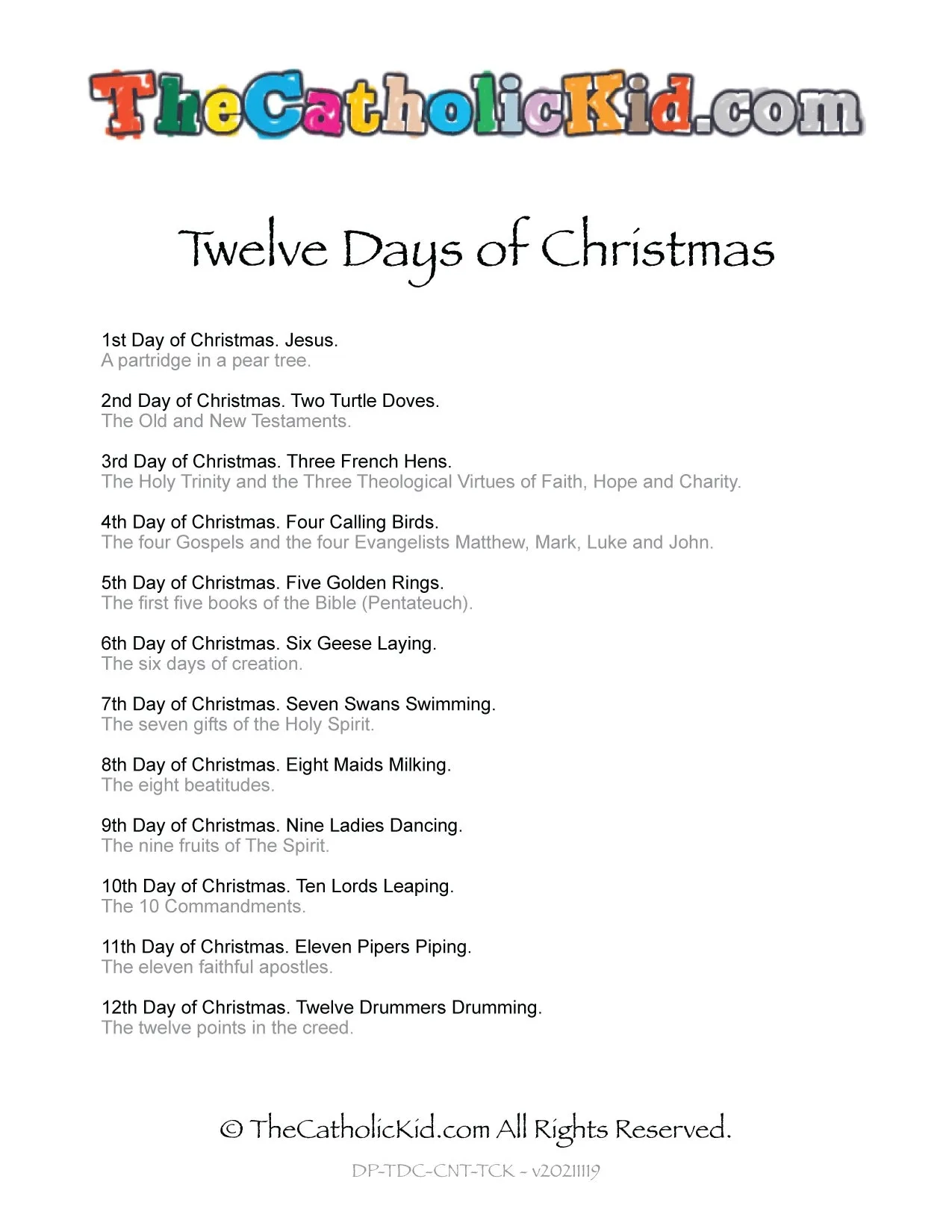 Twelve Days Of Christmas Download Pack