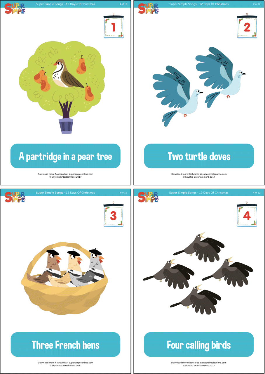 Twelve Days Of Christmas Flashcards Twelve Days Of Christmas Flashcards