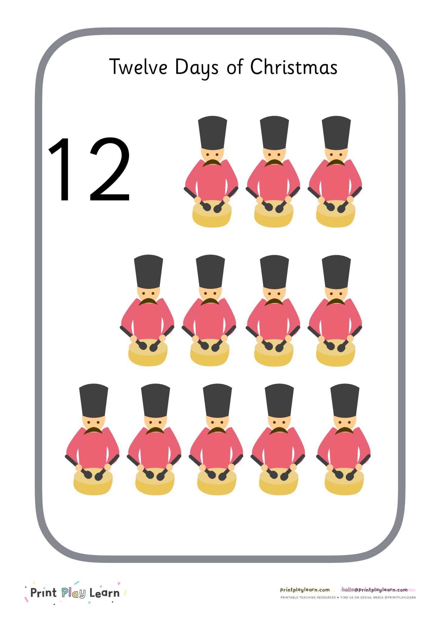 Twelve Days Of Christmas Number Posters 1 12