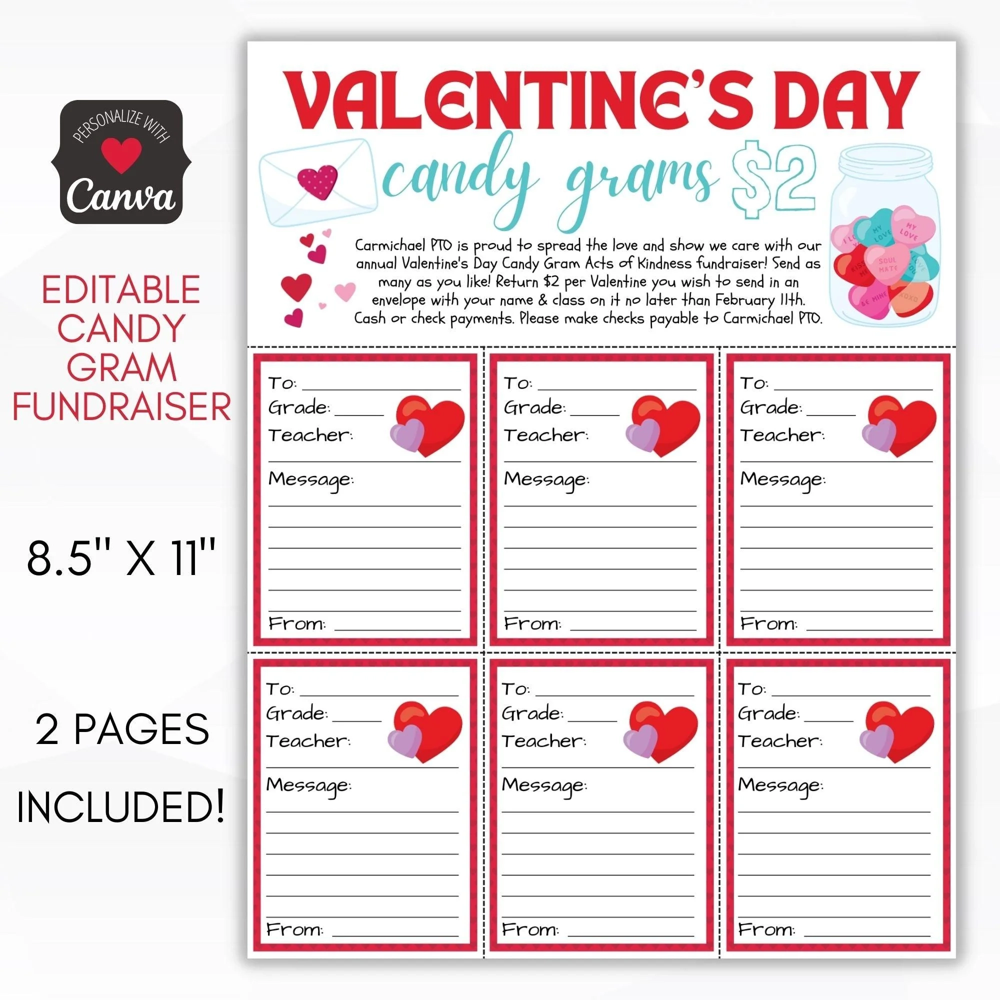 Valentines Day Candy Gram Sheet