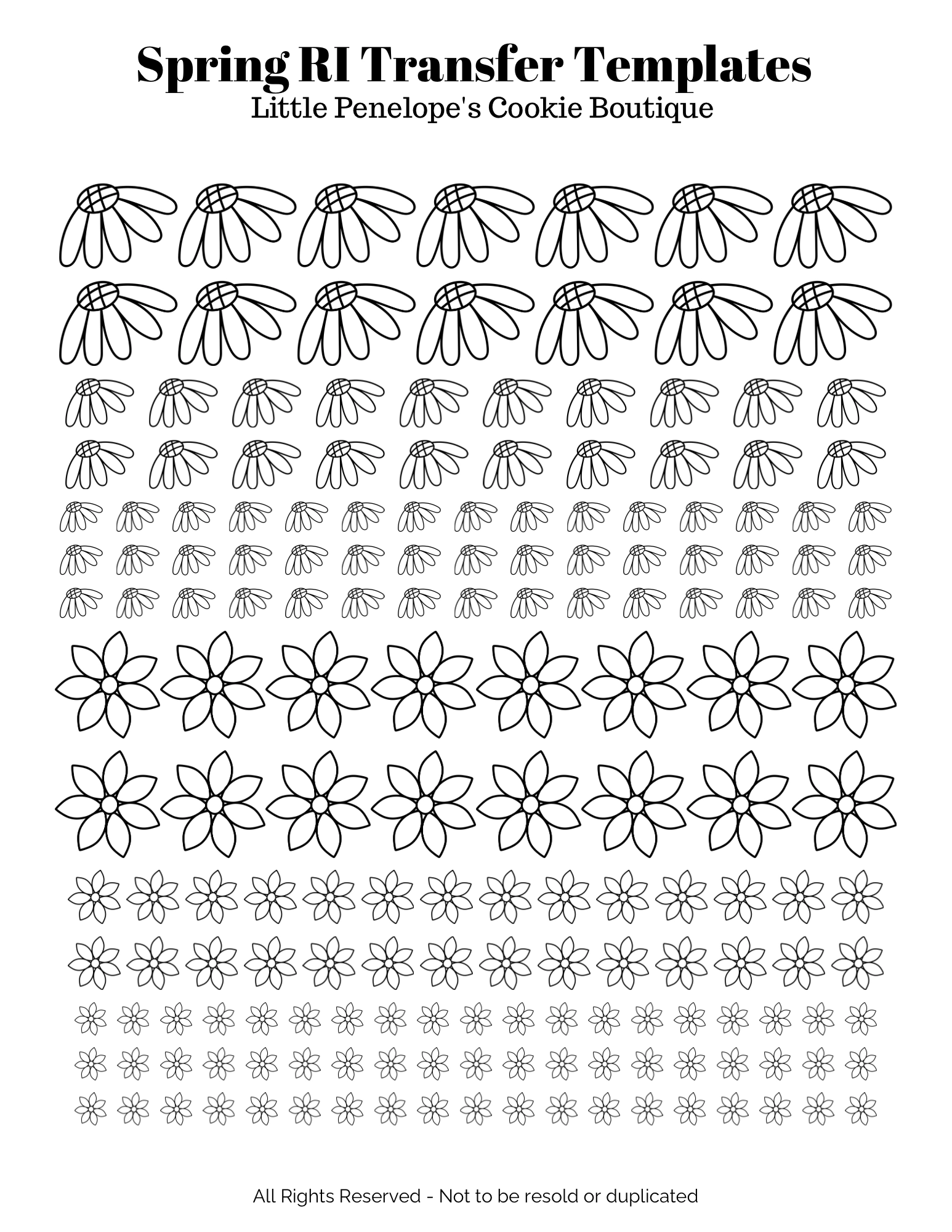 Valentines Themed Royal Icing Transfer Template