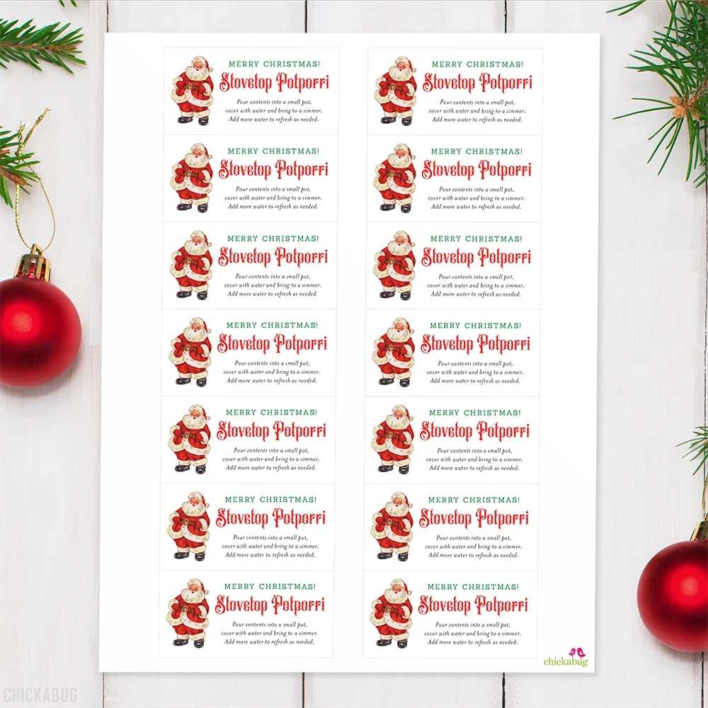Vintage Santa Christmas Potpourri Gift Labels