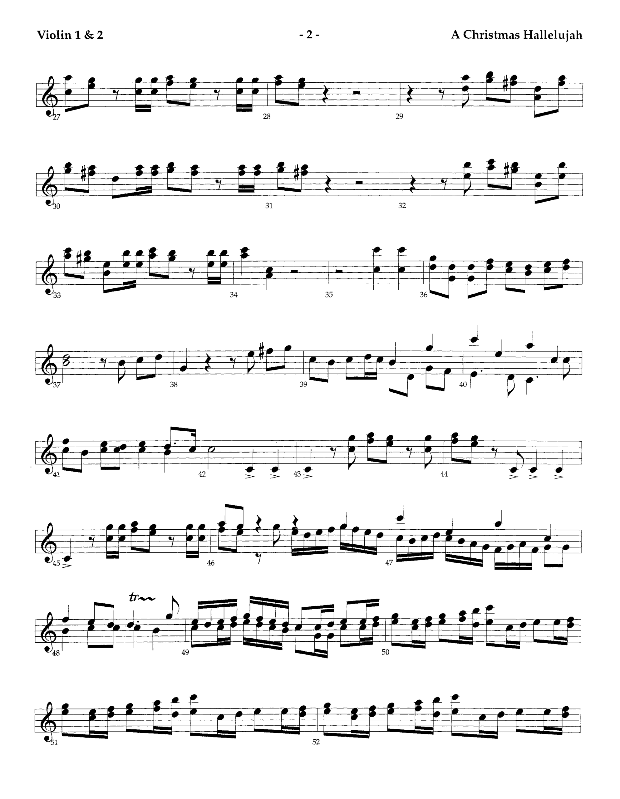 free printable christmas hallelujah sheet music