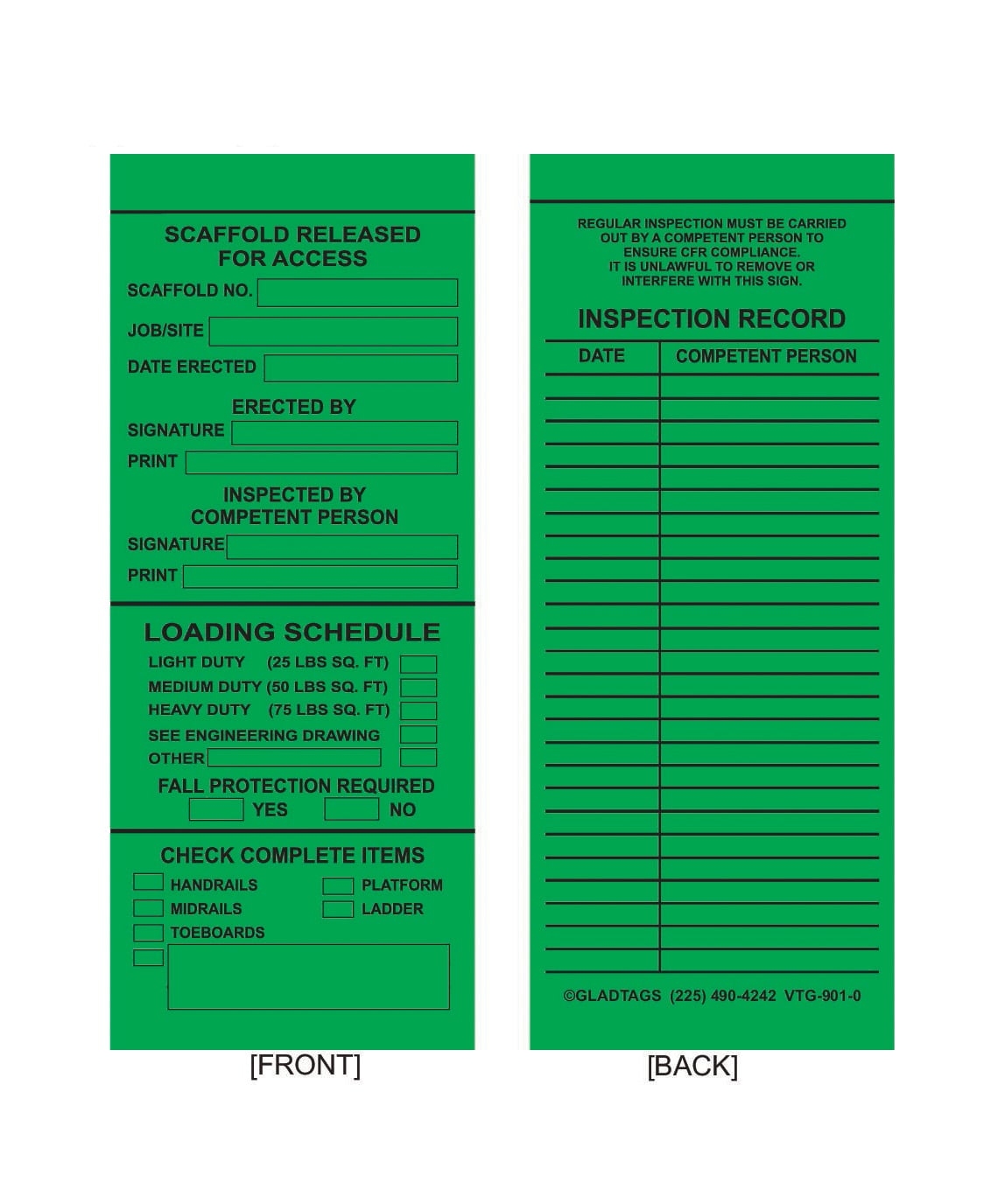 free printable scaffold inspection tags