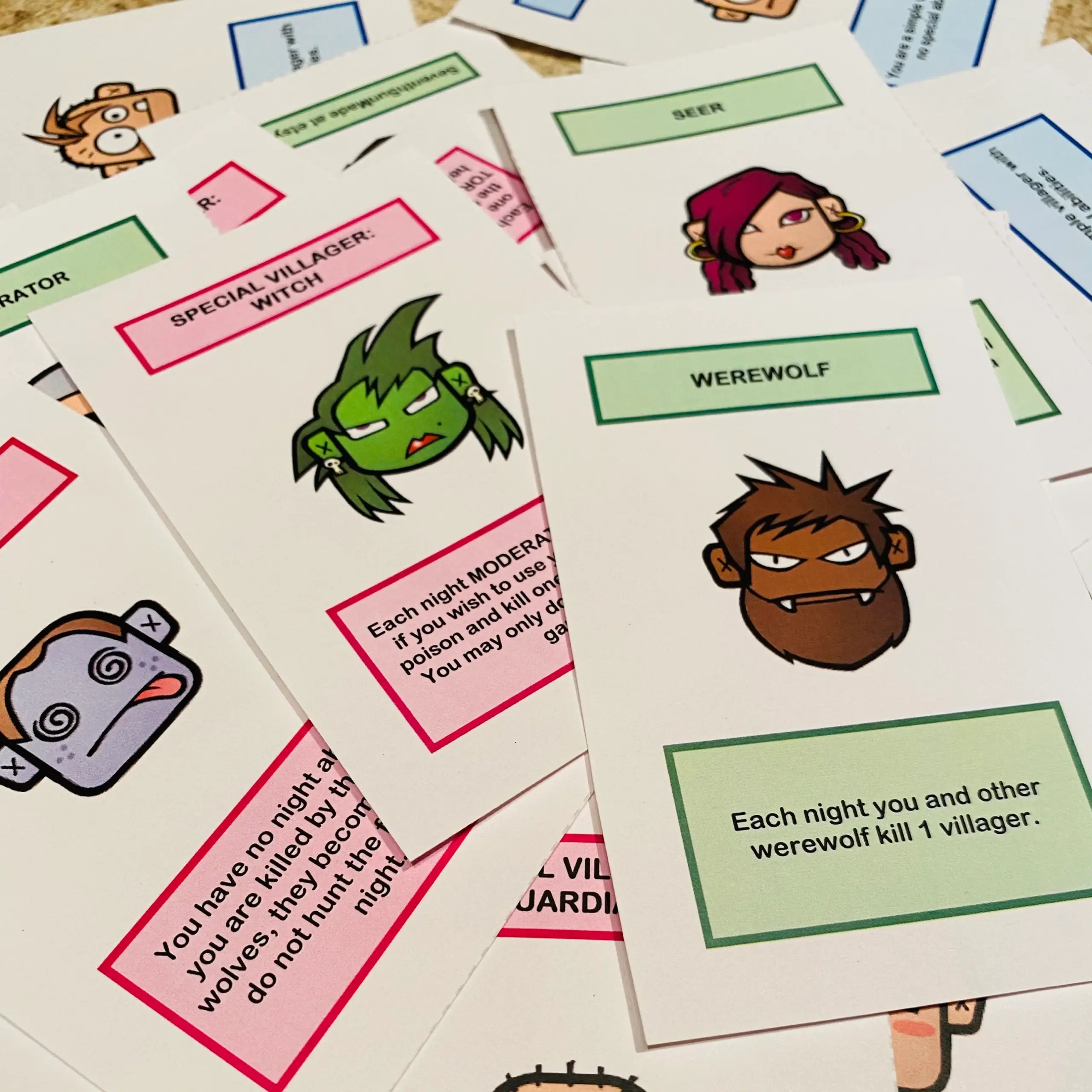 Werewolf Card Game Print And Cutout At