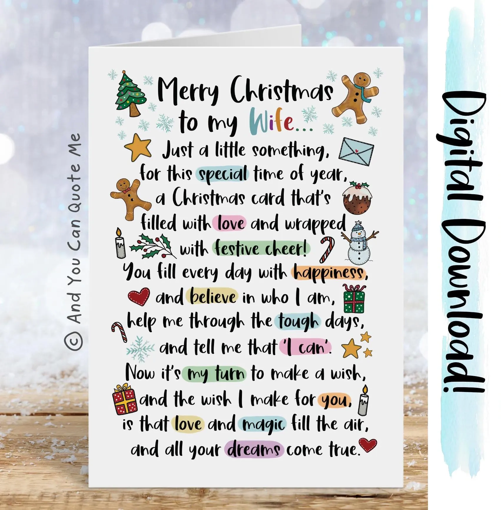 Wife Christmas Card Wife Christmas Card