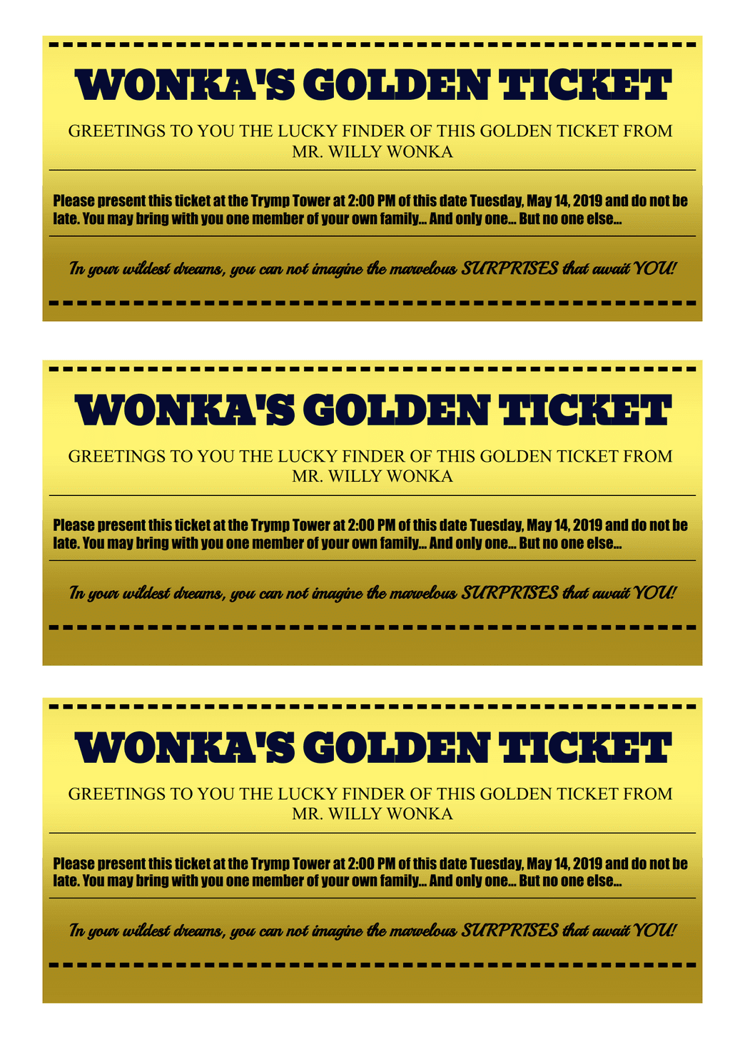 Willy Wonka Golden Ticket Template