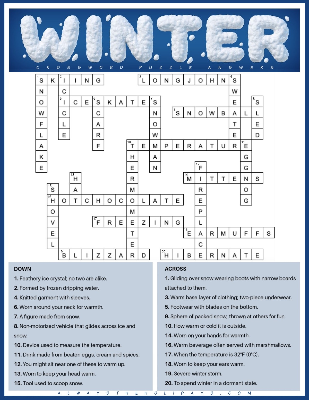 Winter Crossword Puzzle