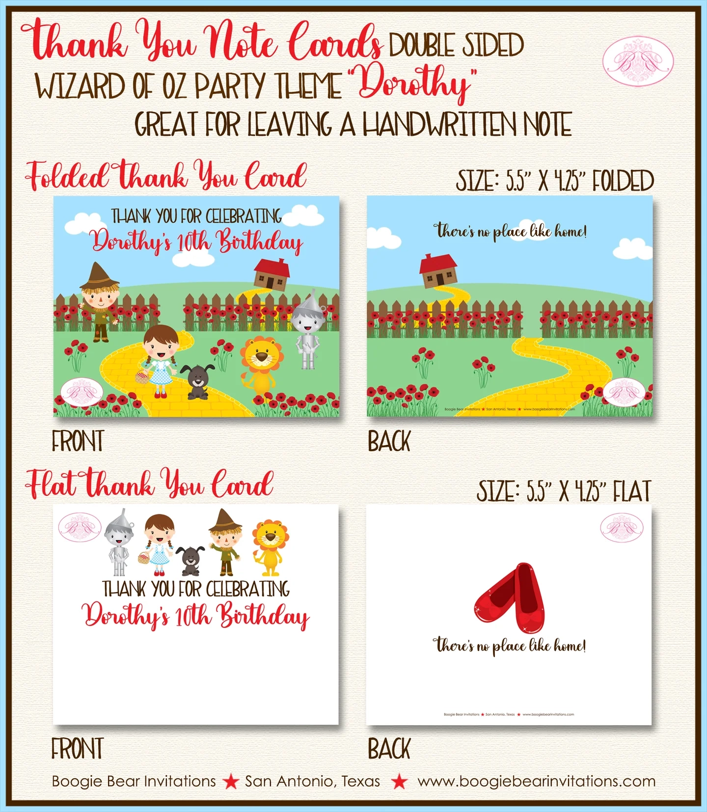 Wizard Of Oz Birthday Party Thank You Note Card 100135