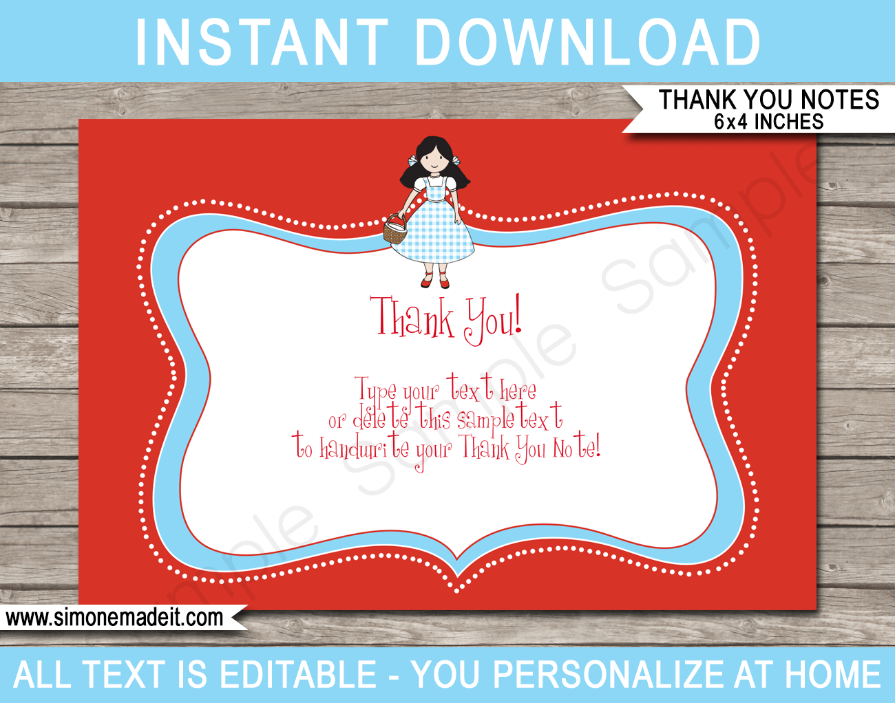 Wizard Of Oz Party Thank You Cards