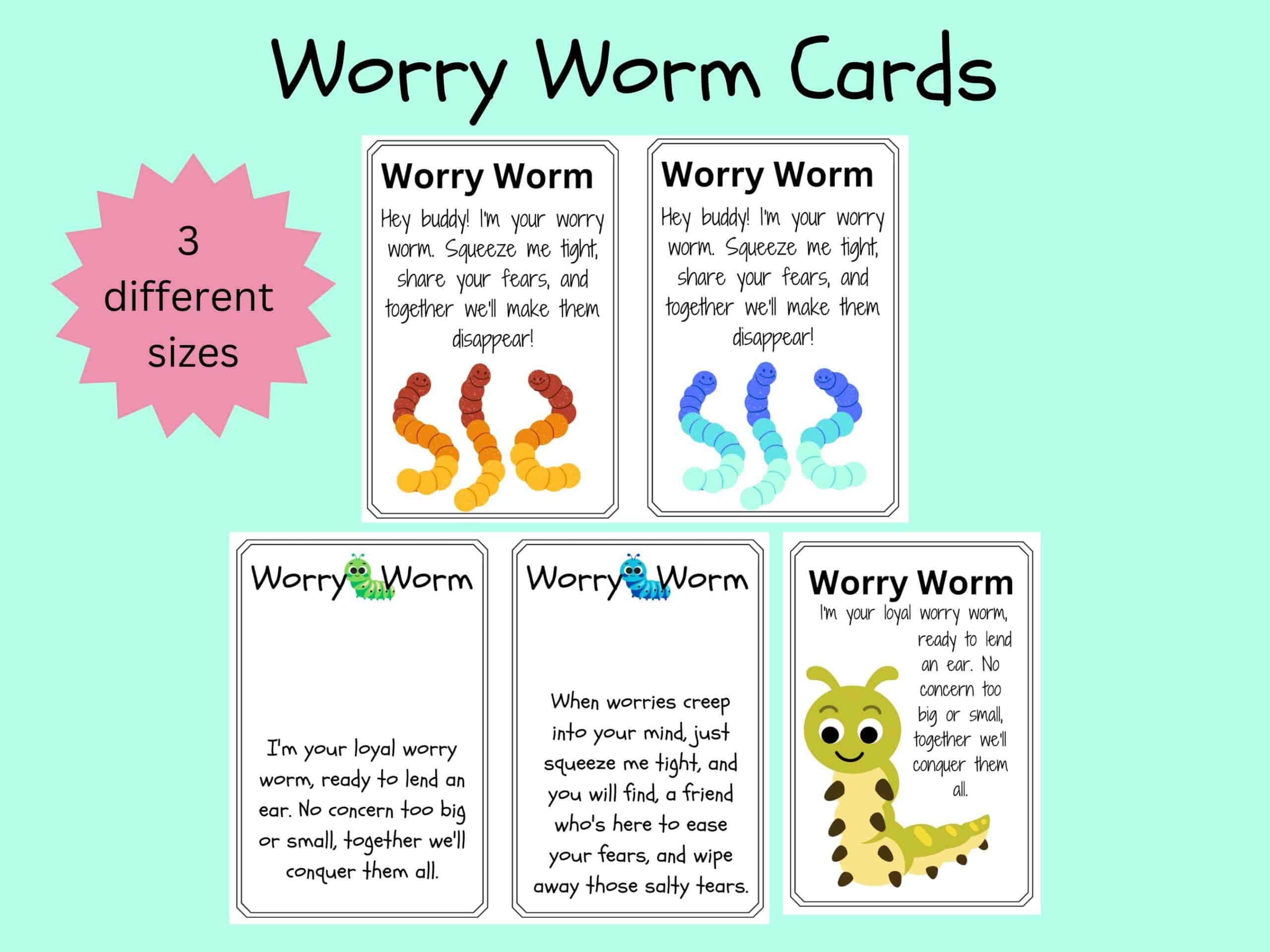Worry Worm Cards Set 2 Worry Worm Cards Set 2