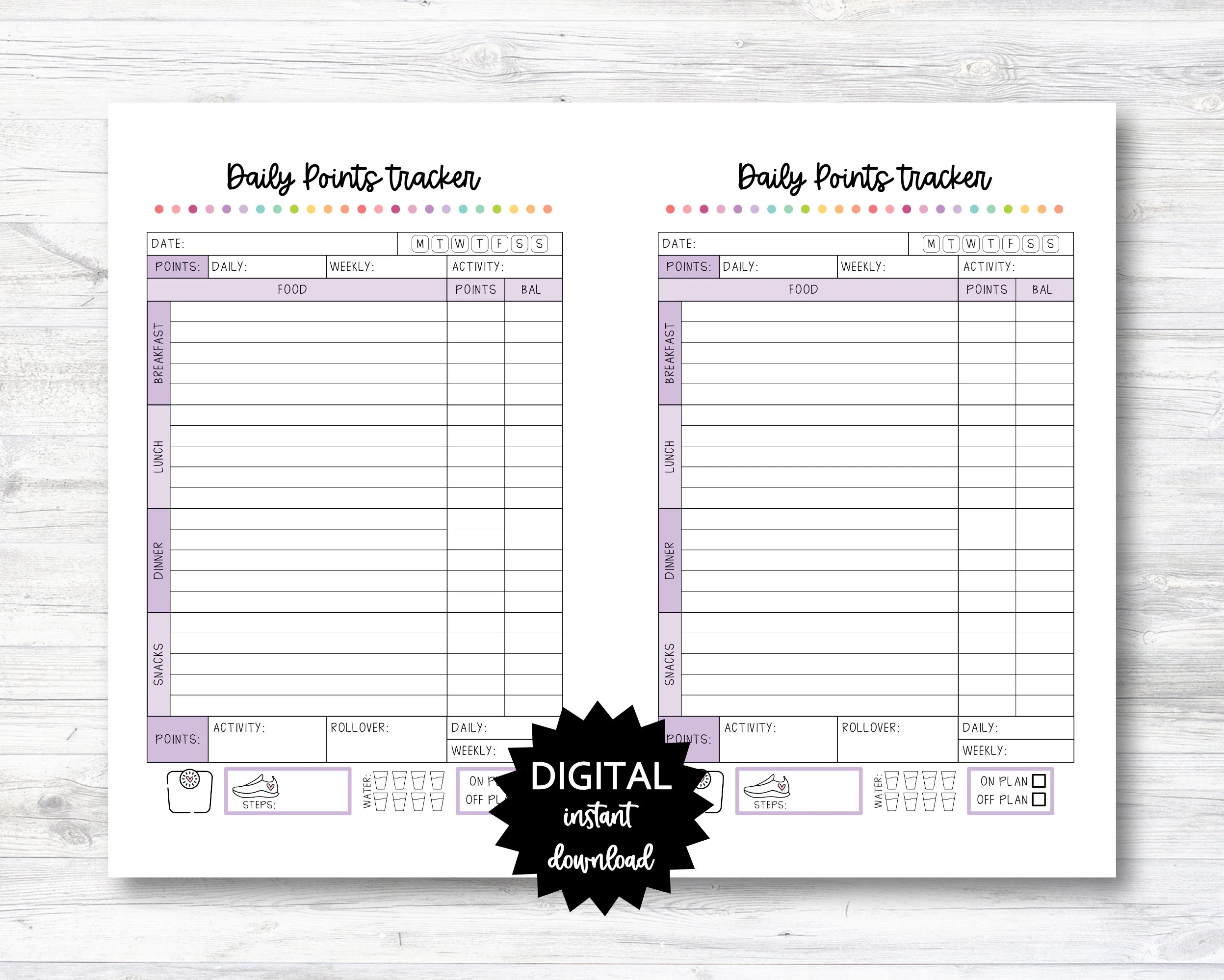 weight watchers tracker printable