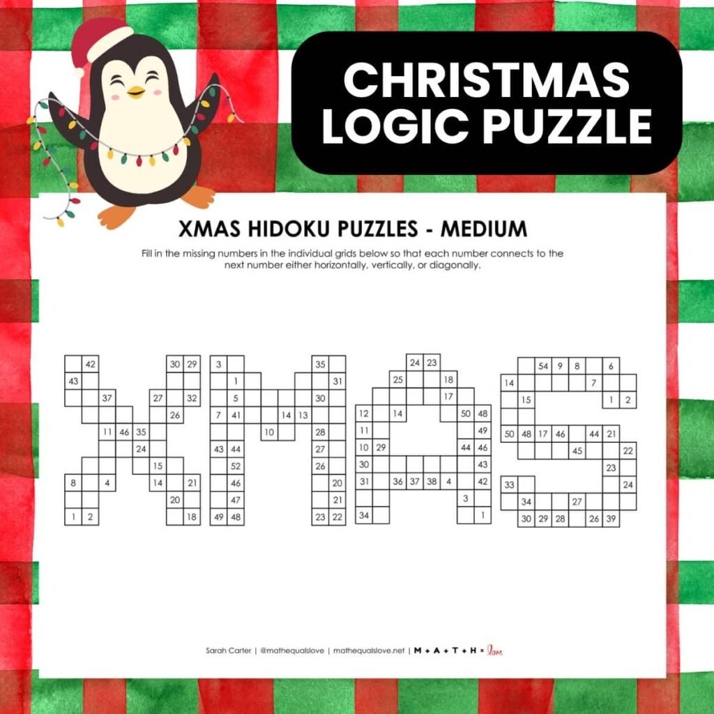 Xmas Hidoku Puzzle