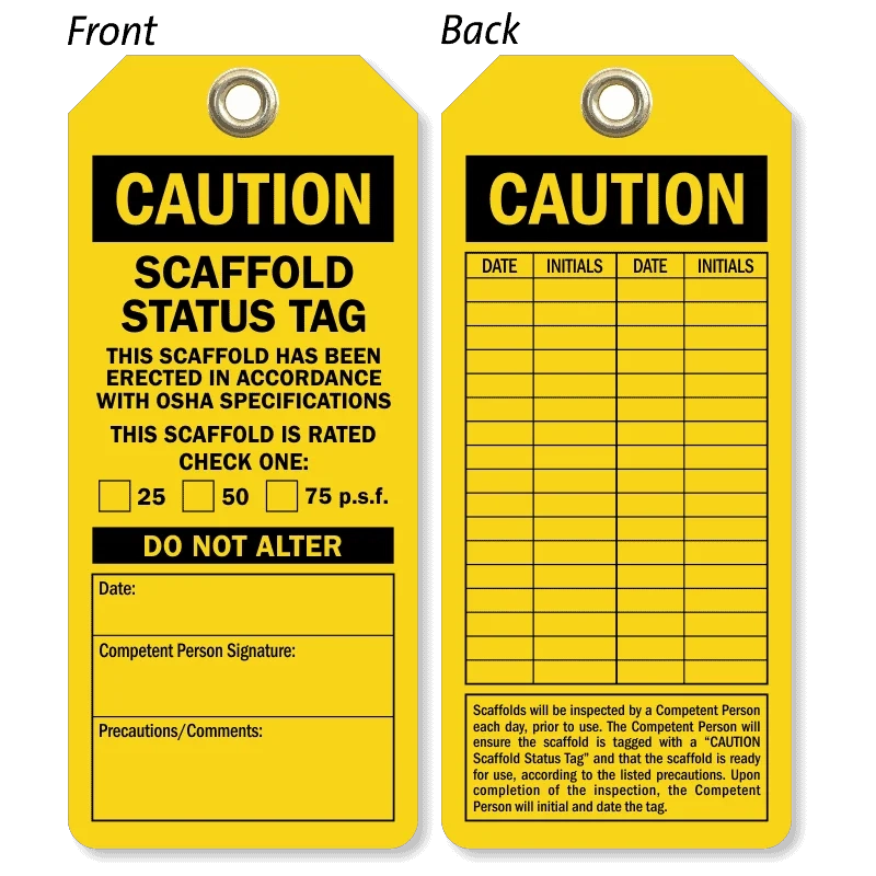 Yellow Scaffold Tag