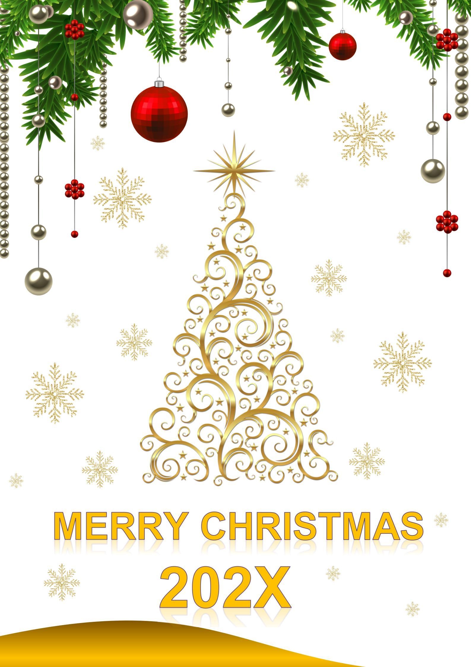 Yellow Winter Christmas Greeting Card Docx Word Cards F596e2fa