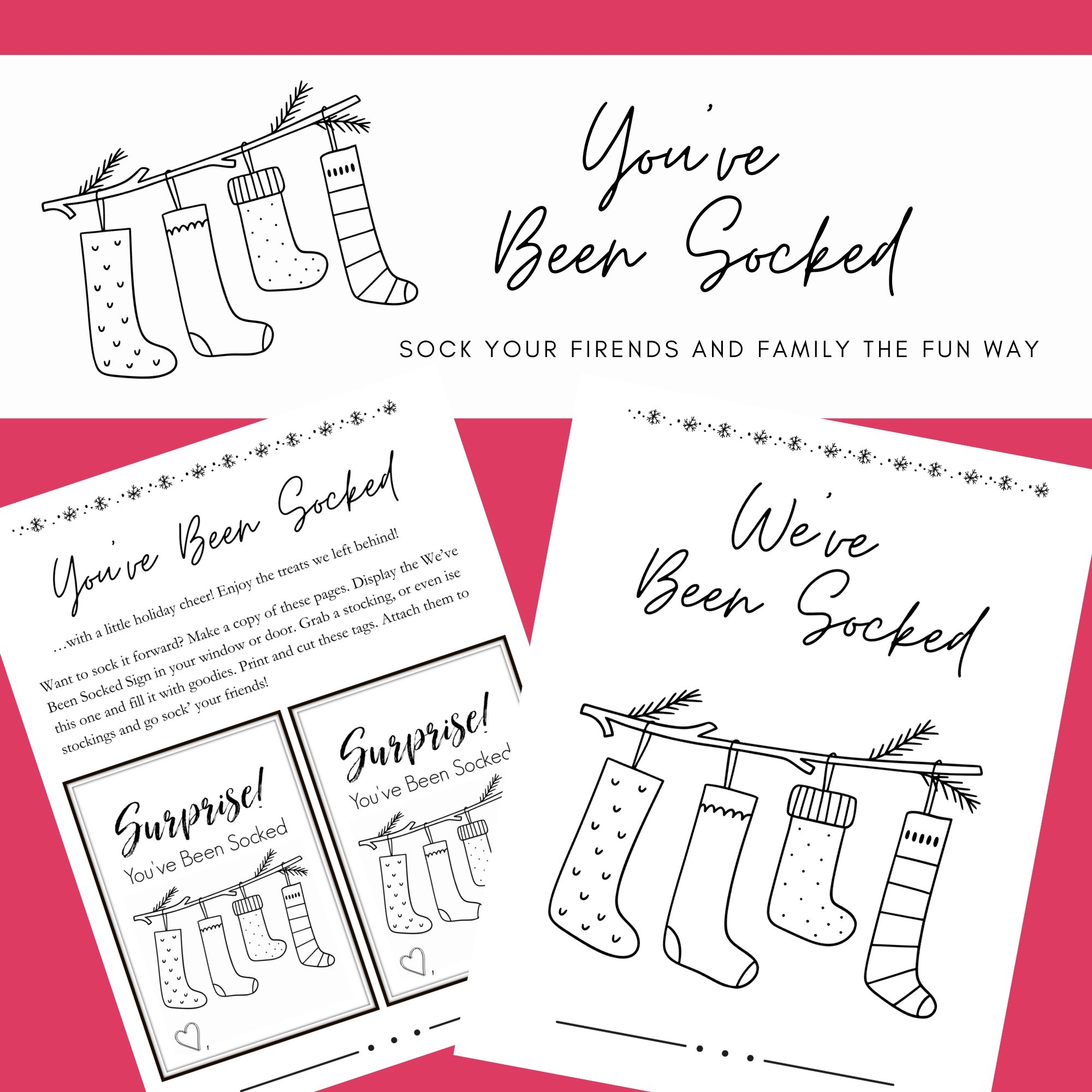 Youve Been Socked Printable Gift Tags Black And White Edition