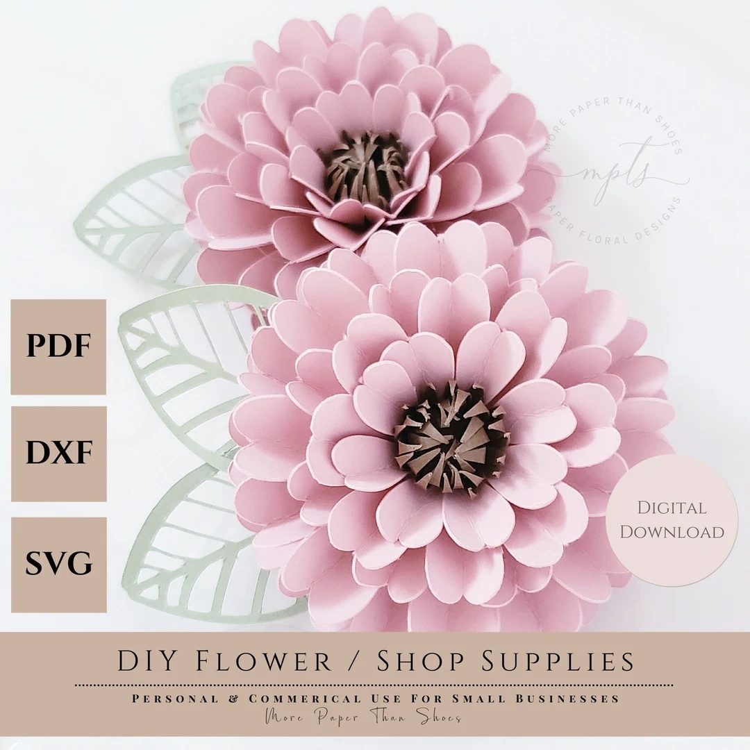 Zinnia Paper Flower Template Diy 3d